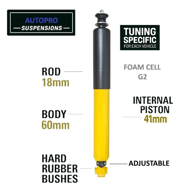 Amortiguador trasero reforzado regulable +5cm AUTOPRO Mitsubishi Montero V60 y V80 - TG06824-ATP - Led4x4