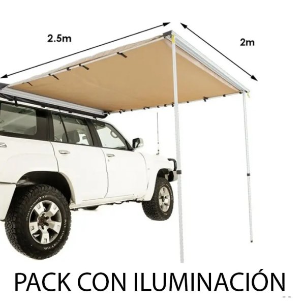 KIT Toldo lateral 2 m ancho x 2.5 m + ILUMINACIÓN