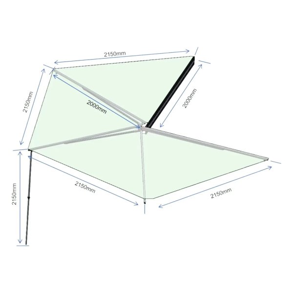 Toldo lateral con luz led de 270º Overland (2,0m) verde PREMIUM
